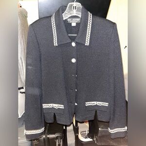 St. John Black Jacket with White Accents